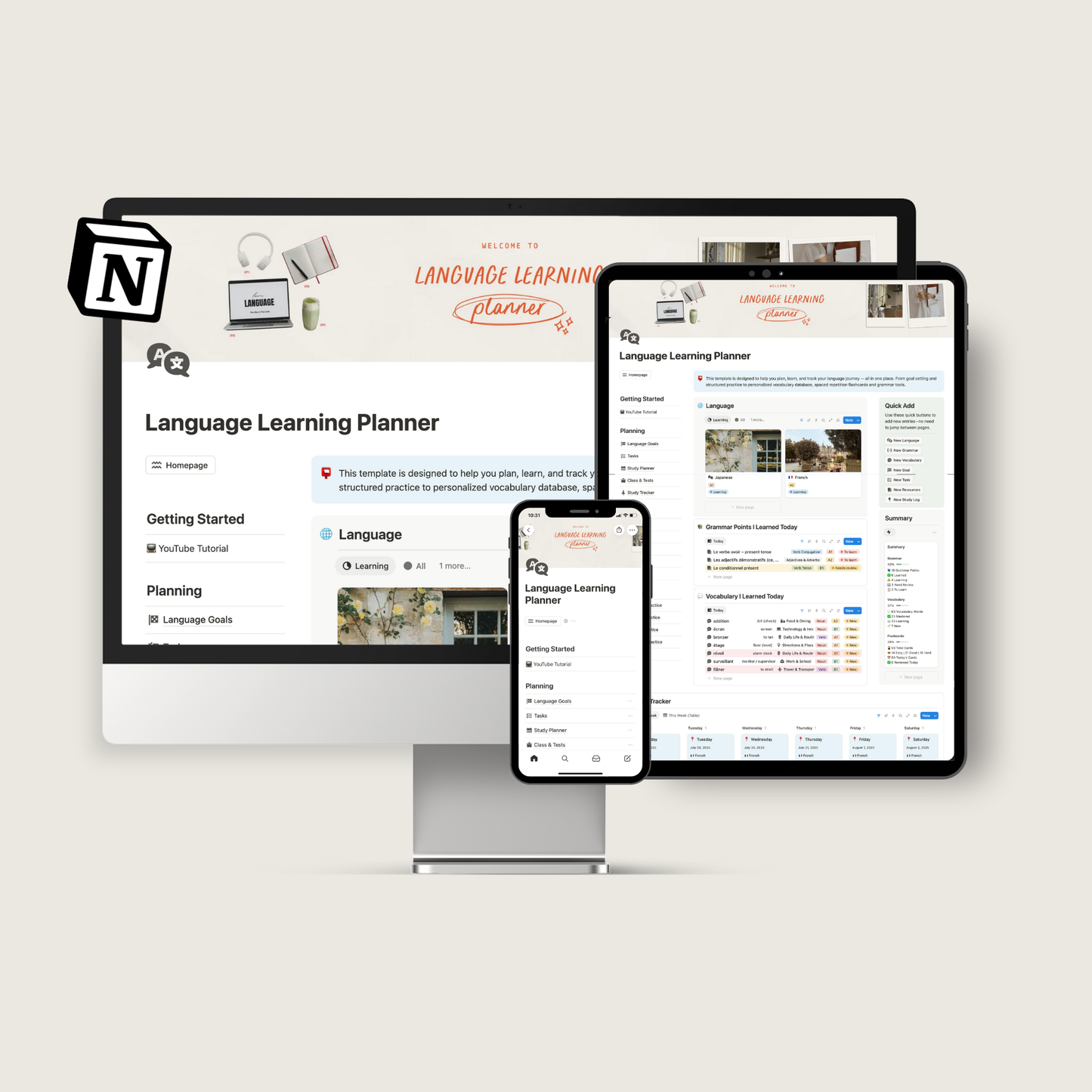 Notion Language Learning Planner