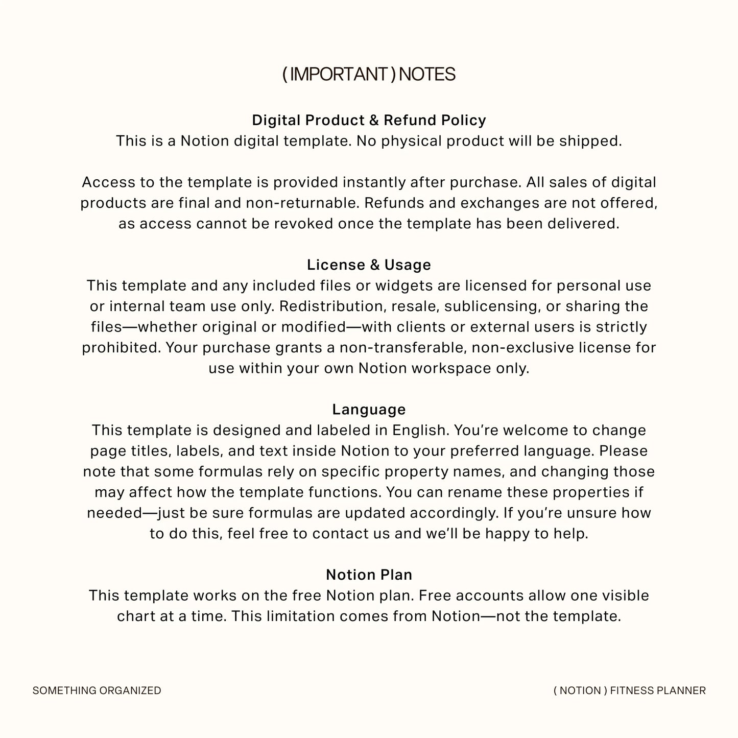 Notion Fitness Planner