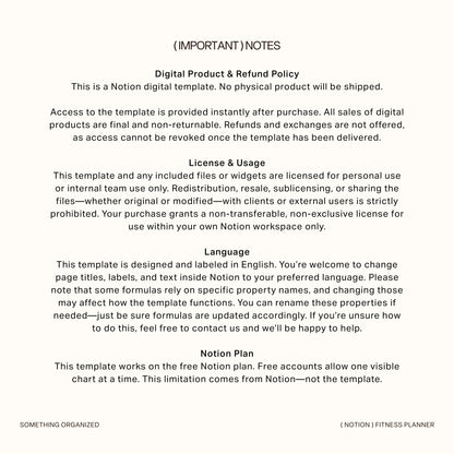 Notion Fitness Planner